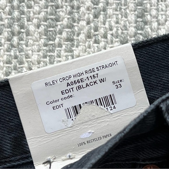 Agolde Riley Black Edit Crop High Straight Leg Jeans Women’s Size 33 - Picture 10 of 12